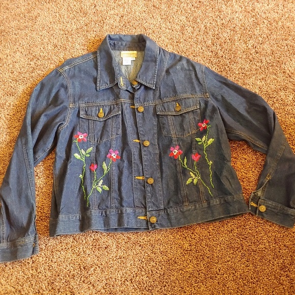 coldwater creek embroidered denim jacket